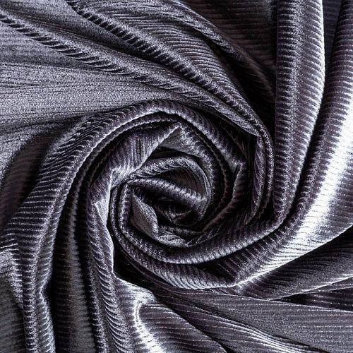 Бархат с люрексом К33-551 серый однотонный