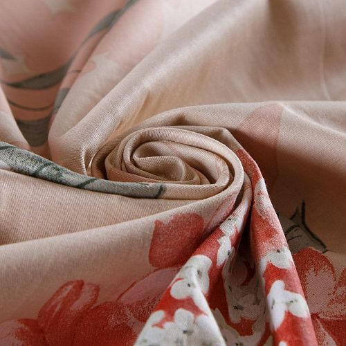 Сатин-твил ш.220 см 007-13909 персиковый принтованный