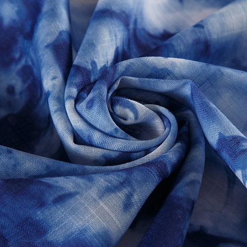 Лен искусственный 035-17443 бело-синий принтованный