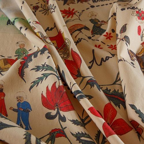 Шерсть плательная 066-14807 светло-бежевый принтованный