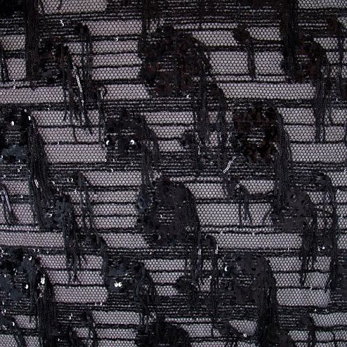 Сетка с вышивкой и пайетками 055-20761 черный
