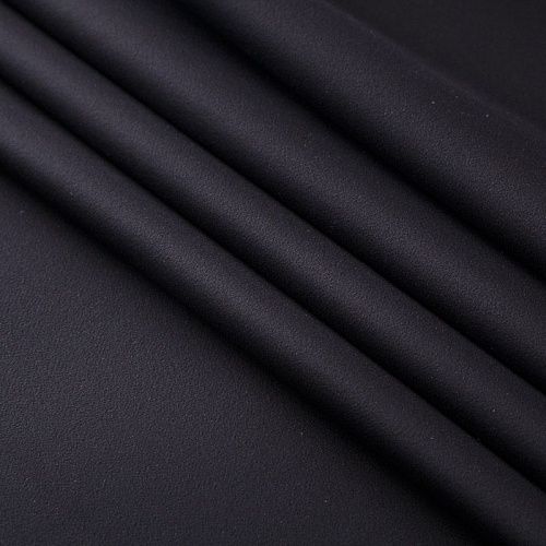 Креп стрейч дублированный 026-17200 черный однотонный