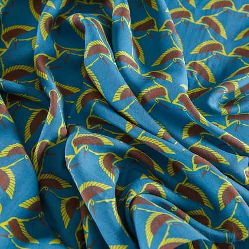 Шелк-вискоза 064-12366 лазурно-голубой принтованный