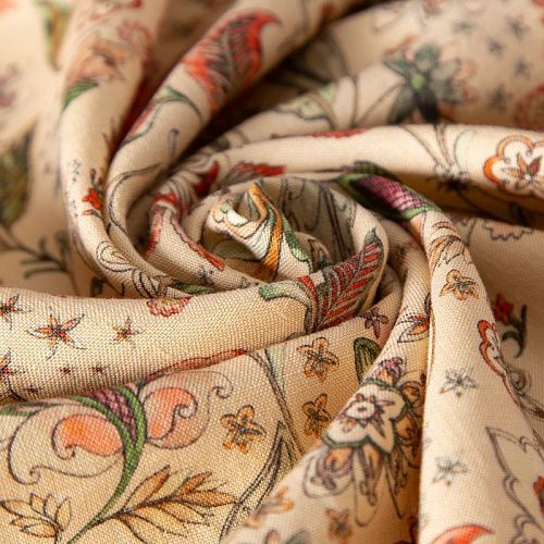 Лен-вискоза 035-20286 бежевый принтованный