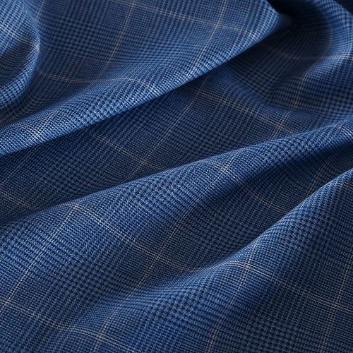 Ткань костюмная Hugo Boss 025-16800 голубой клетка