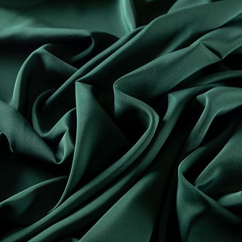 Крепдешин натуральный 028-09563 бутылочный зеленый однотонный