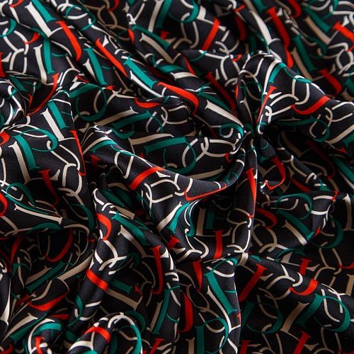 Шелк синтетический 065-13792 черный принтованный