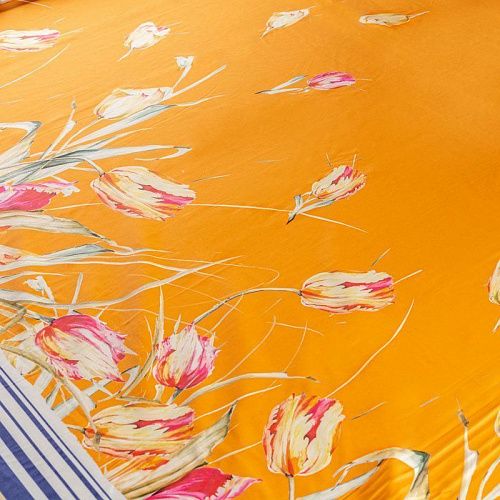 Шелк-поплин К06-386 оранжевый принтованный