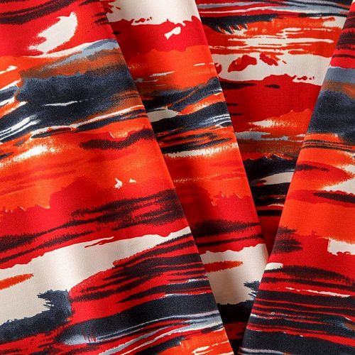 Креп К03-435 красный принтованный