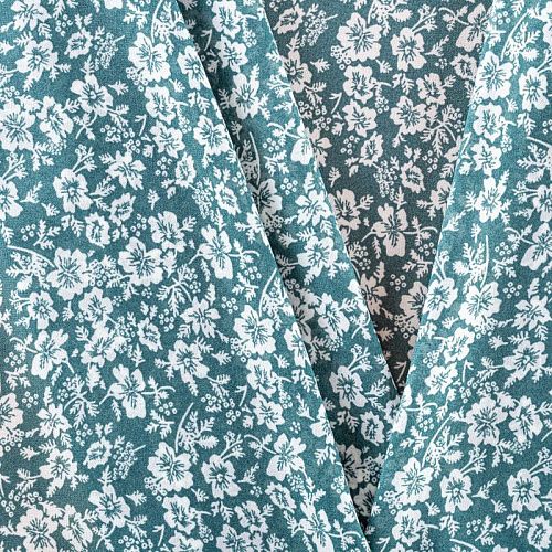 Креп-шифон 027-01430 сине-зеленый принтованный