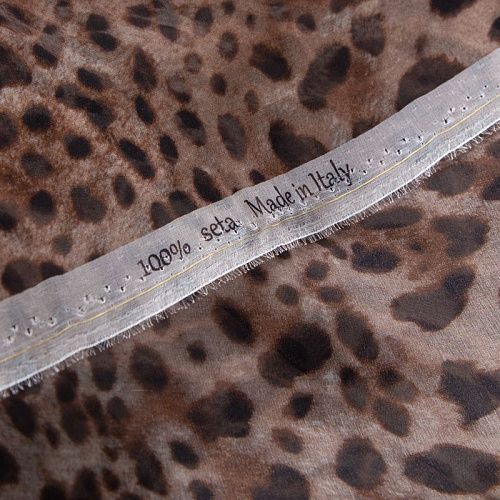 Органза шелковая 039-20006 бежевый принтованный