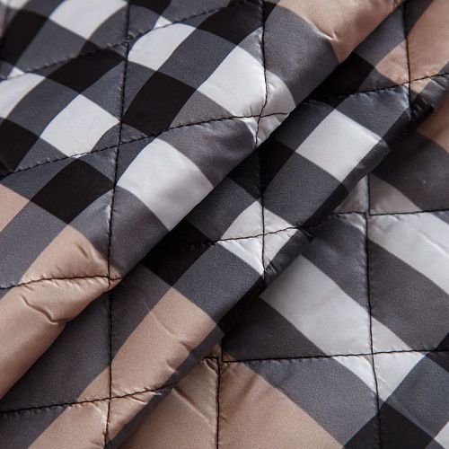 Ткань курточная стеганая 033-14411 бежевый принтованный